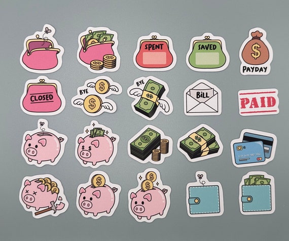 Cute Save Money Stickers - Set of 20 | Perfect for Planners, Bullet  Journals, and Laptops | High-Quality Vinyl Stickers
