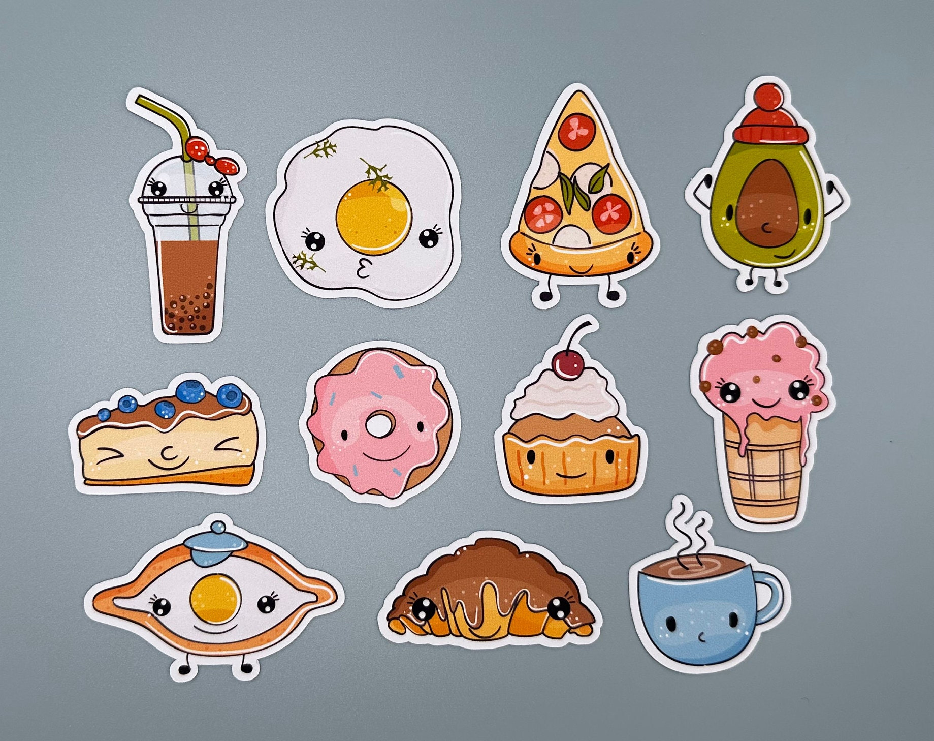 Cute Cartoon Food Stickers, 50 PACK Large Charming Stickers for Valentine's  Day Classroom, Waterproof Vinyl Decals for Laptops, Waterbottles 