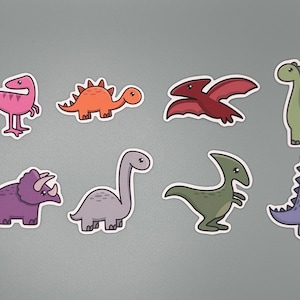Cute Dinosaur Stickers - Set of 8 | Perfect for Planners, Bullet Journals, and Laptops | High-Quality Vinyl Stickers for Animal Lovers