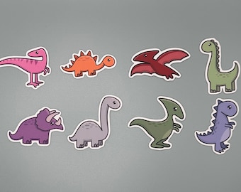 Cute Dinosaur Stickers - Set of 8 | Perfect for Planners, Bullet Journals, and Laptops | High-Quality Vinyl Stickers for Animal Lovers