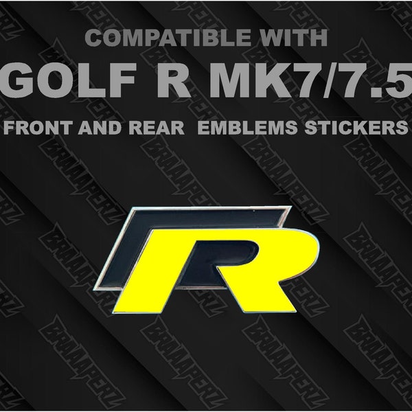 Sticker compatible with Golf R MK7 front and rear emblem - badge