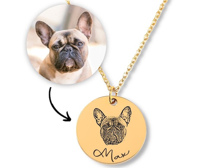 Pet Portrait Necklace, Custom Gift, Portrait, Dog Mom, Memorial, Handmade Jewellery, Cat Jewelry, Animal Lovers, Thoughtful Engraved For Her