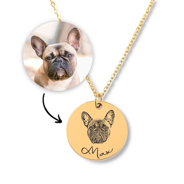 Pet Portrait Necklace, Custom Gift, Portrait, Dog Mom, Memorial, Handmade Jewellery, Cat Jewelry, Animal Lovers, Thoughtful Engraved For Her