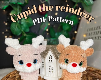 Reindeer crochet Pattern/Amigurumi/ tutorial/ low sew/ digital PDF/English