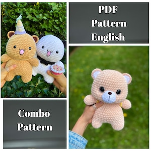 The bears Combo crochet Pattern/low sew /Amigurumi/ tutorial/ digital PDF/ENG