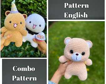 The bears Combo crochet Pattern/low sew /Amigurumi/ tutorial/ digital PDF/ENG