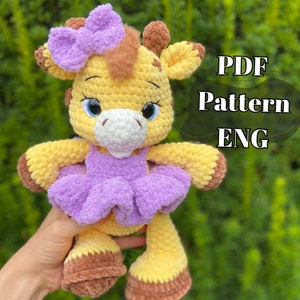 Giraffe Crochet Pattern/ low sew Amigurumi/ tutorial/ digital PDF/ENG image 1