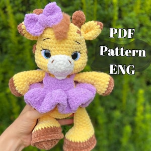 Giraffe Crochet Pattern/ low sew Amigurumi/ tutorial/ digital PDF/ENG image 1