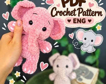 Pocket elephant Pattern/ Amigurumi/ tutorial/ crochet pattern/ digital PDF/ENG