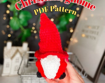 Christmas gnome crochet Pattern/Amigurumi/ tutorial/ low sew/ digital PDF/English