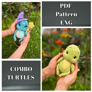 Combo pattern/ witch turtle and little turtle crochet Pattern/ Amigurumi/ tutorial/ digital PDF/ENG