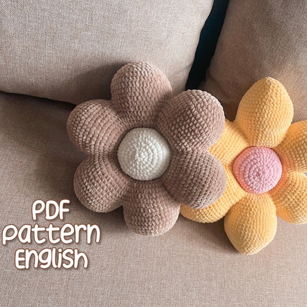 Flower pillow/ No sew crochet Pattern/2 types of flowers/tutorial/digital PDF/English only