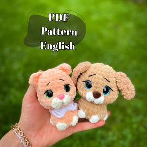 No sew Cat and puppy crochet Pattern + videos/Amigurumi/ tutorial/ digital PDF/ENG