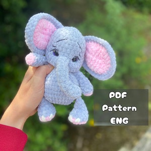 Elephant in overalls Pattern/videos/tutorial/digital PDF/English only