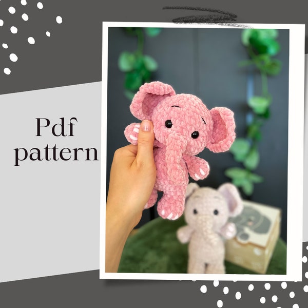 Pocket elephant Pattern/ Amigurumi/ tutorial/ crochet pattern/ digital PDF/ENG