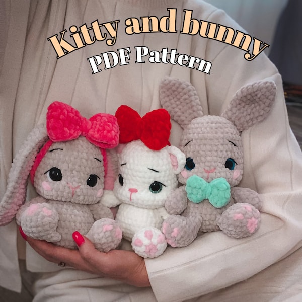 Cat and bunny crochet Pattern/Amigurumi/ tutorial/digital PDF/English