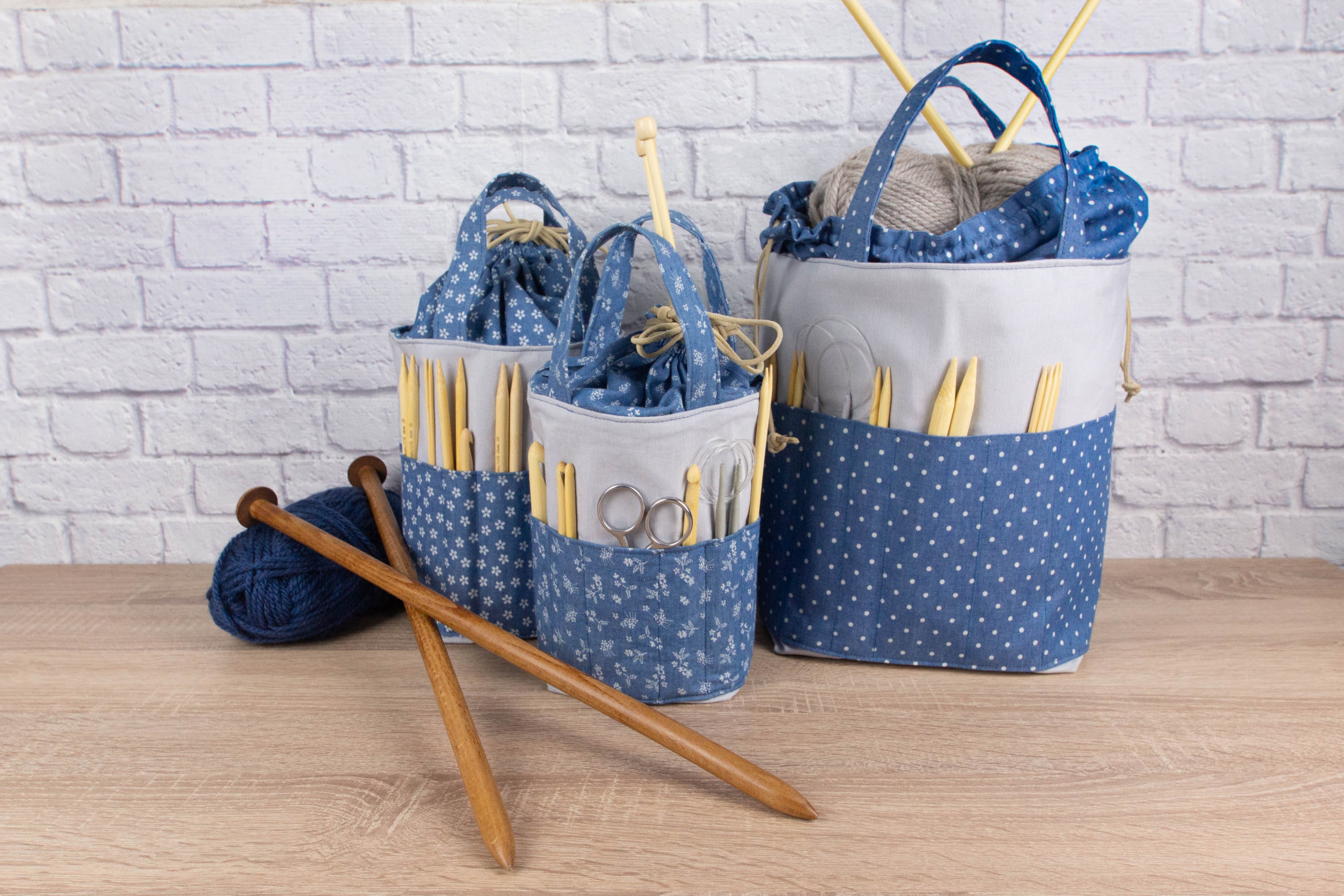 DOACT Knitting Bag Yarn Storage Knitting Tote Bag Wood Handle Yarn Storage  Bag For Knitting Needles Sewing Tools 