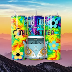 Digital Png File – Van Life 20oz Straight Tumbler background – Sublimation Design - INSTANT DOWNLOAD