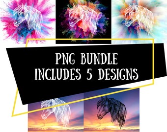 Horse Tumbler Sublimation Design: I Love Horses PNG Bundle (Digital Download)
