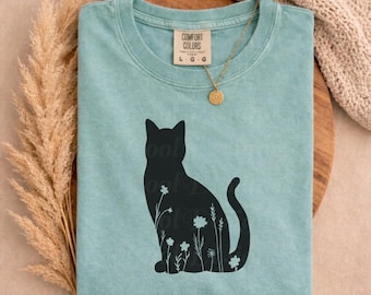 Cat SVG, Cut File Cricut, Flower Design, SVG Design, Cat Design, Cat Decal, Vinyl, Decal, Animal, Pet SVG, Shirt, Floral Cat, Cute Cat