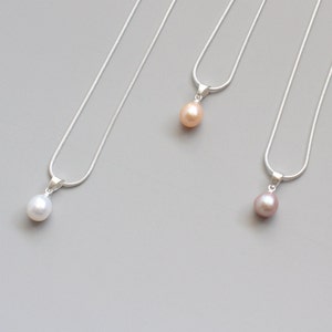 Single Freshwater Pearl Necklace, Minimal Pearl Choker, Teardrop Pearl Pendant, Organic Lavender Pearl, Wedding Jewelry, Bridesmaid Gift