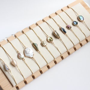 Baroque Pearl Bracelet: Gold Dipped Freshwater Pearls, Unique Organic Shape Pearl, Handcrafted Jewelry
