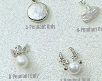 Baroque Pearl Pendant, Cultured Freshwater-Pearl June Birthstone Charm, Personalized Jewelry Add-on, Handmade Gift-for-Her