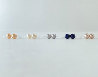 Freshwater Pearl Clip-On Earring, Pearl Non-Pierced Earrings, Pearl Jewelry Handmade, Transparent Clip On Ear Studs, Real Pearl Earrings