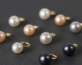Freshwater Pearl Charm, Gold Drop Pendant for Necklace Earrings, Dainty Minimalist Real Pearl Dangle, Multi-Color-Pearl