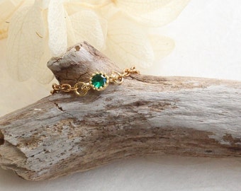 Anillo de cadena de circonita: anillo minimalista de capas, anillo de circonita, anillo fino, joyería minimalista, anillo con piedra de nacimiento