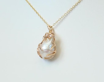 Baroque Pearl Pendant: Freshwater Pearl Charm, Pendant for Personalized Jewelry