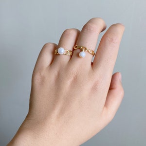 Pearl Ring, Stackable Charm Ring