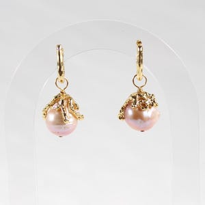 Large Pearl Earrings, Baroque Pearl Danglers, Authentic Freshwater Baroque Pearl Earrings, Artistic Statement Earrings, Lilac Baroque Pearl