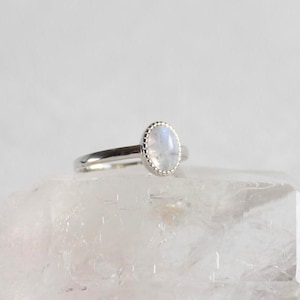 Natural Moonstone Ring Silver: Dazzling Moonstone Ring, Adjustable Gemstone Ring, Blue Flashy Moonstone Jewelry, Crystal Healing Ring