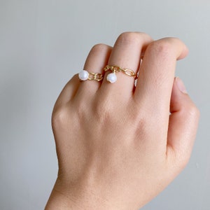 Pearl Ring, Stackable Charm Ring