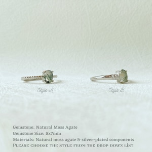 Moss Agate Minimal Ring Silver