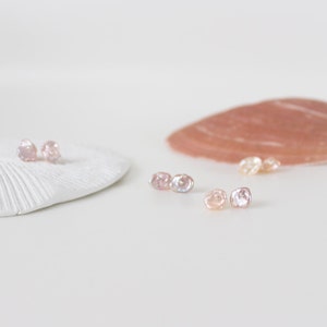 Keshi Pearl Studs, Organic Petal Earrings, Dainty Bridal Jewelry, Modern Minimalist Studs, Anniversary Gift for Her