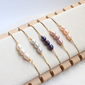 Pearl Bracelet, Authentic Freshwater Pearl Layering Bracelet, Adjustable Pearl Bracelet Gold, Pearl Jewelry Handmade, June Birthstone