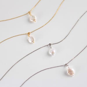 Baroque Pearl Pendant: Genuine Freshwater Pearl Pendant Necklace, Unique Handmade Jewelry