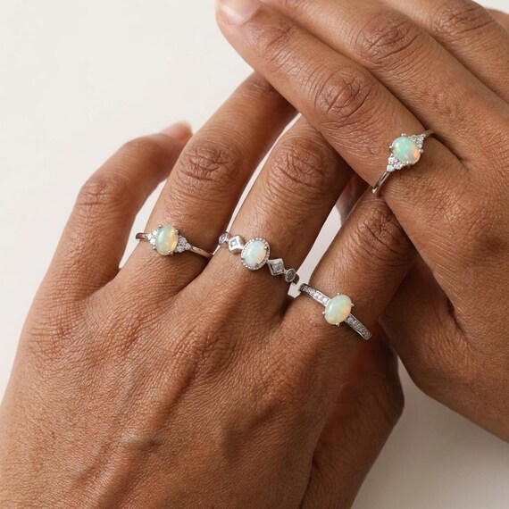 Adjustable Ethiopian Opal Ring, Vintage Style Jewelry, October Birthstone, Minimalist Boho Ring Gift-for-Women