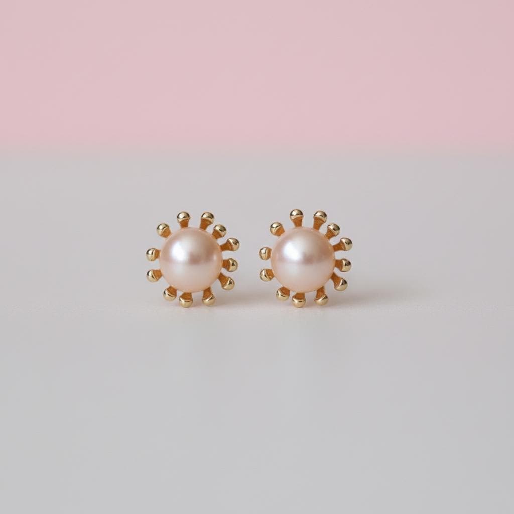Freshwater Pearl Flower Stud Earrings