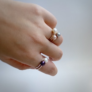 Pearl Stacking Ring: Minimalist Pearl Ring for Effortless Style