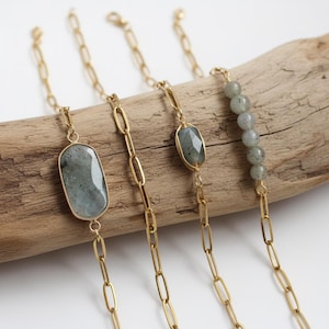 Minimalist Labradorit Armband: Natürlicher Edelstein, Perlen Edelstein Stapel Armband, Heilstein Schmuck, Schutz Geschenk für Sie