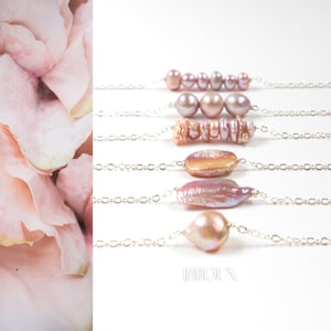 Pearl Bracelet, Freshwater Pearl Chain Bracelet, Real Baroque Pearl Jewelry Handmade, Layering Chain, June Birthstone, 6 Styles Available