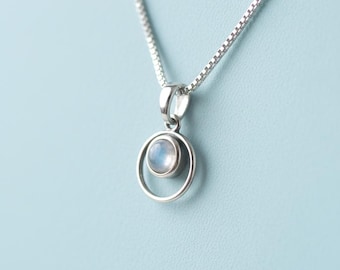 Natural Moonstone Necklace Earrings Set, Dainty Jewelry Gift-for-Her, Sterling Silver Healing Crystal Jewelry