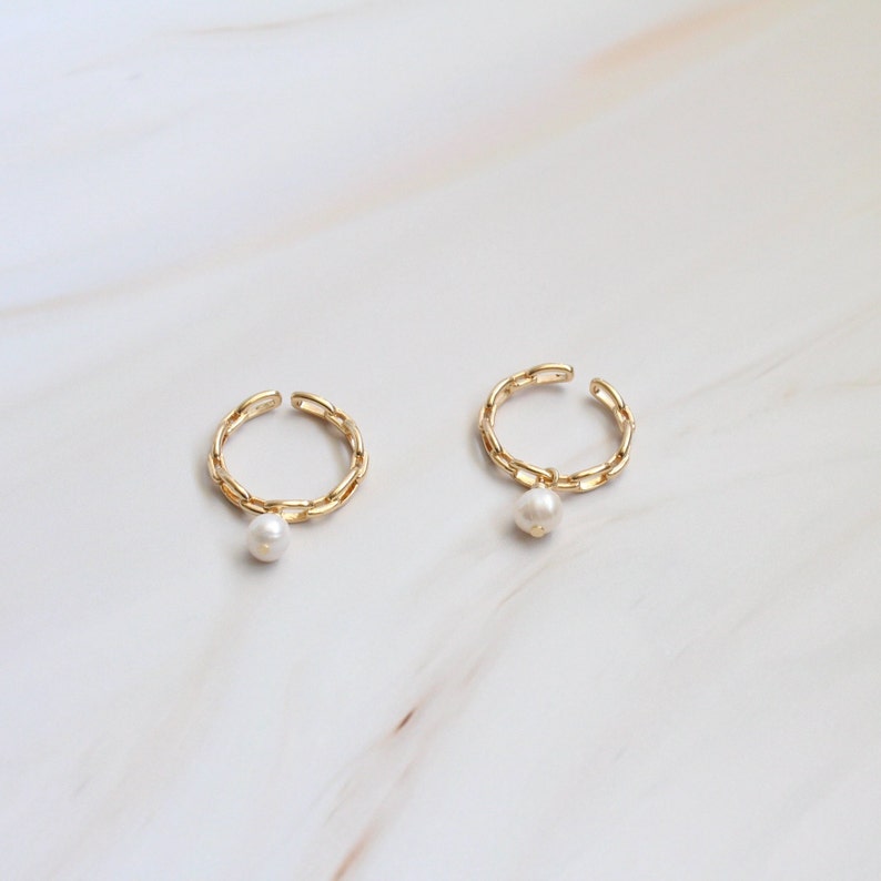 Pearl Ring, Stackable Charm Ring, Chunky Ring Gold