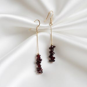 Natürliche Granat Ohrringe: Handgemachte Edelstein Tropfen Ohrringe, Chakra Kristall Schmuck, Handgefertigter Granat Schmuck, Januar Geburtsstein Geschenk