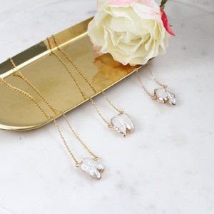 Unique Baroque Pearl Necklace: Organic Pearl Pendant Necklace, Artisan Gold Dipping Pearl Charm Necklace