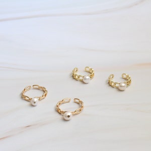 Pearl Ring, Stackable Charm Ring, Chunky Ring Gold