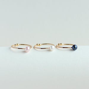 Tiny Pearl Ring, Minimal Ring, Stacking Pearl Ring, Adjustable Open Ring, Real Freshwater Pearl Jewelry Handmade, June Birthstone
